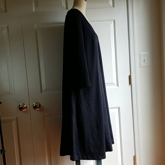 Black Dress Roaman's V Neck Fit Flare Zip Up Back Long Sleeve Women's 22 WOMAN'S - Picture 3 of 12